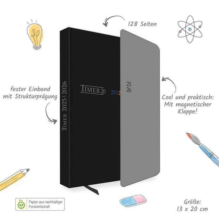 Produktbild: Tr&ouml;tsch Sch&uuml;lerkalender mit Klappe Black 25/26