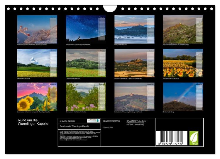 Produktbild: Rund um die Wurmlinger Kapelle (Wandkalender 2027 DIN A4 quer), CALVENDO Monatskalender