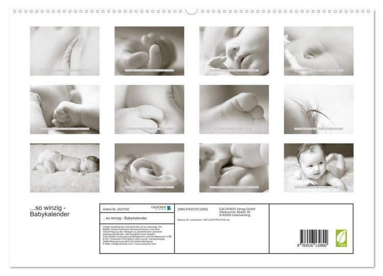Produktbild: ...so winzig - Babykalender (hochwertiger Premium Wandkalender 2026 DIN A2 quer), Kunstdruck in Hochglanz