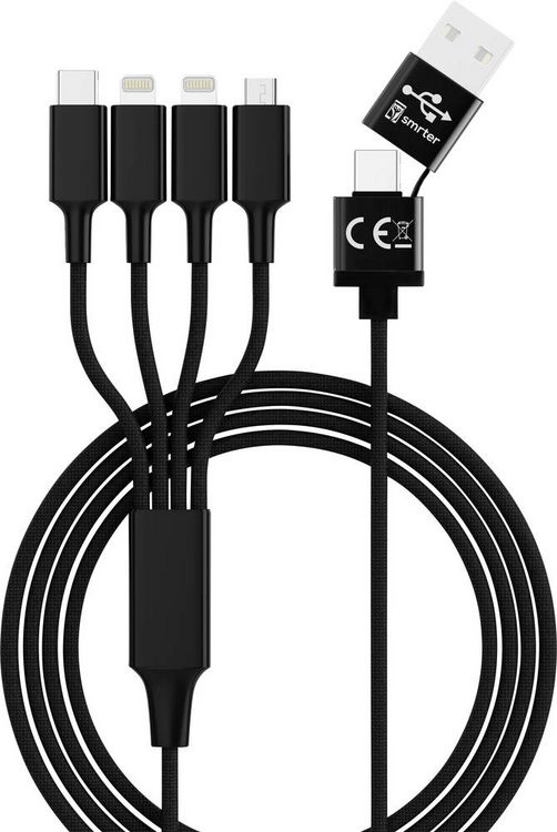Produktbild: Smrter USB-Ladekabel USB-A Stecker, USB-C&reg; Stecker, Apple Lightning Stecker, Apple Lightning Stecker, USB-Micro-B Stecker 1.20m