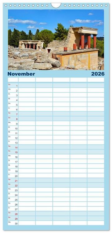 Produktbild: Familienplaner 2026 - Kretas bezaubernder Norden mit 5 Spalten (Wandkalender, 21 x 45 cm) CALVENDO