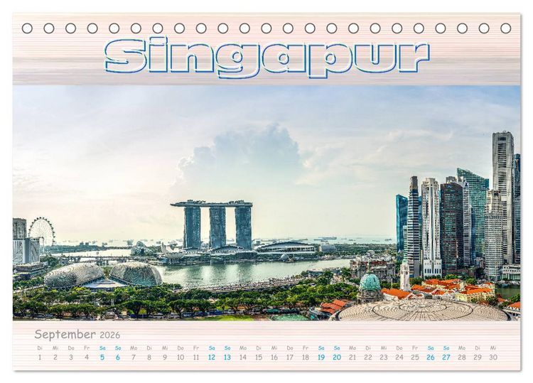 Produktbild: Singapur als Panorama (Tischkalender 2026 DIN A5 quer), CALVENDO Monatskalender