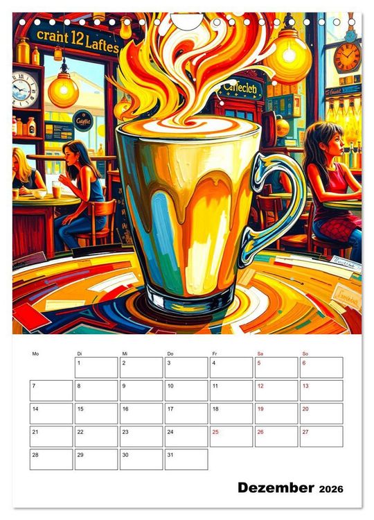 Produktbild: Kaffee trifft Kunst - Aromatische Pinselstriche (Wandkalender 2026 DIN A4 hoch), CALVENDO Monatskalender