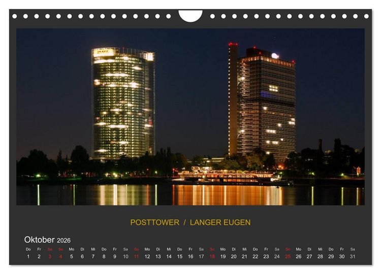 Produktbild: BONNER NACHTFARBEN (Wandkalender 2026 DIN A4 quer), CALVENDO Monatskalender