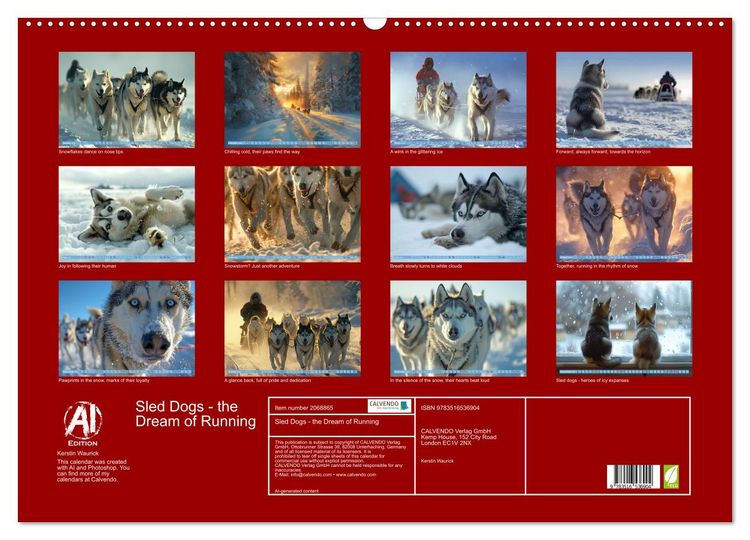 Produktbild: Sled Dogs - the Dream of Running (Wall Calendar 2026 DIN A2 landscape), CALVENDO 12 Month Wall Calendar