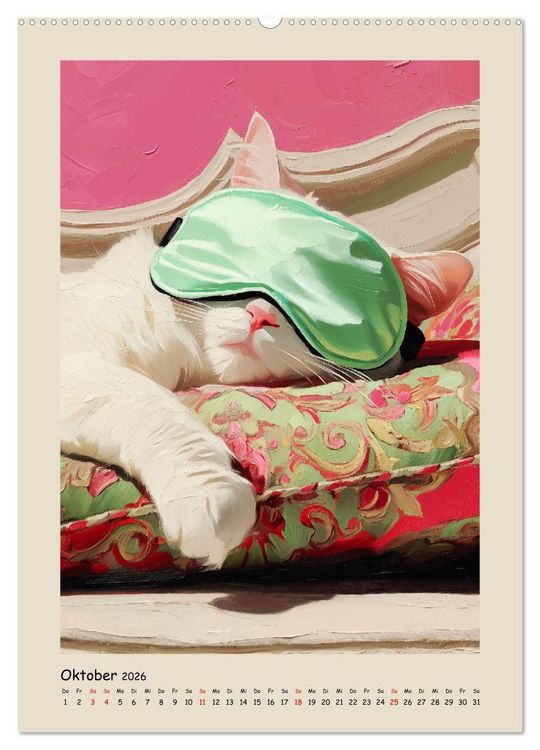 Produktbild: Katzen. Momente feliner Poesie in &Ouml;loptik (Wandkalender 2026 DIN A2 hoch), CALVENDO Monatskalender