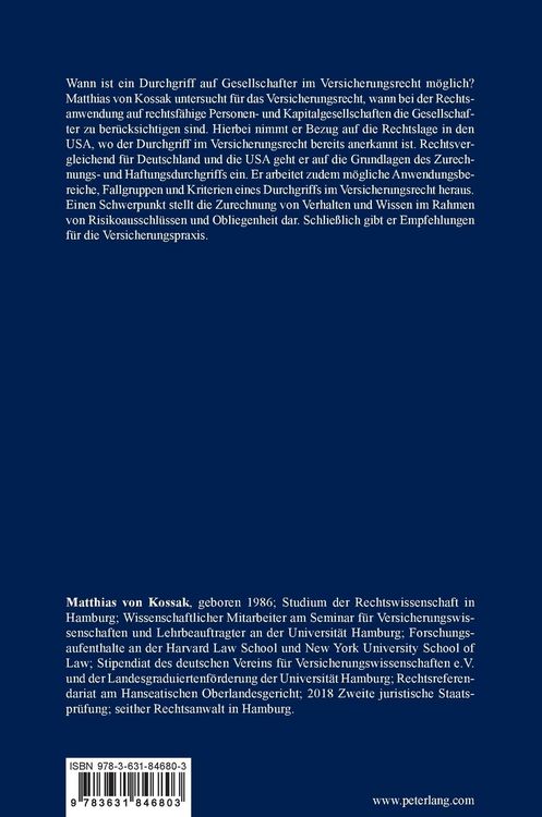Produktbild: Der Durchgriff auf Gesellschafter im Versicherungsrecht