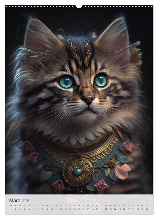 Produktbild: Boho Katzenbabys (hochwertiger Premium Wandkalender 2026 DIN A2 hoch), Kunstdruck in Hochglanz