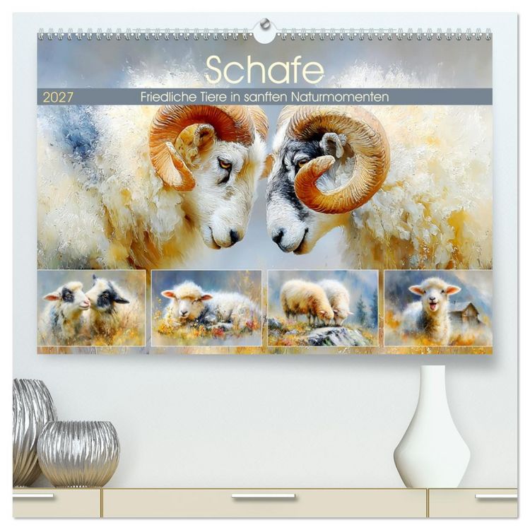 Produktbild: Schafe. Friedliche Tiere in sanften Naturmomenten (hochwertiger Premium Wandkalender 2027 DIN A2 quer), Kunstdruck in Hochglanz