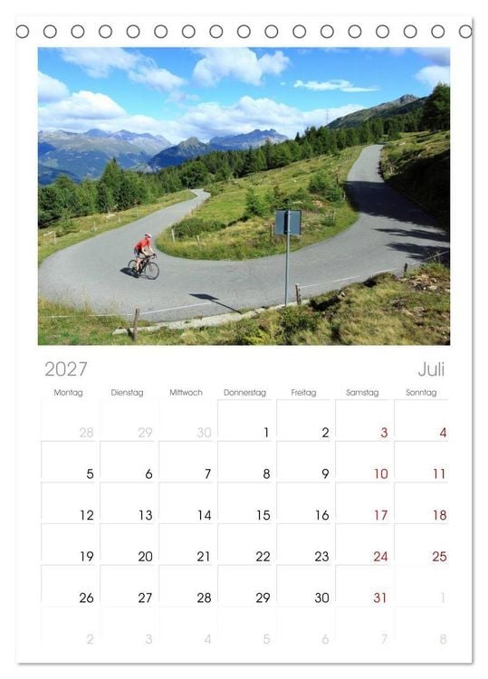 Produktbild: Tischplaner 2027 - Alpenp&auml;sse auf dem Rennrad "Himmlische Serpentinen" (A5 Tischkalender zum Aufstellen) CALVENDO