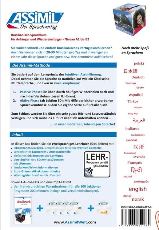 Produktbild: Assimil Brasilianisch ohne M&uuml;he - Audio-Plus-Sprachkurs - Niveau A1-B2