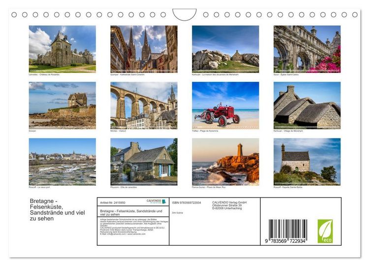 Produktbild: Bretagne - Felsenk&uuml;ste, Sandstr&auml;nde und viel zu sehen (Wandkalender 2027 DIN A4 quer), CALVENDO Monatskalender