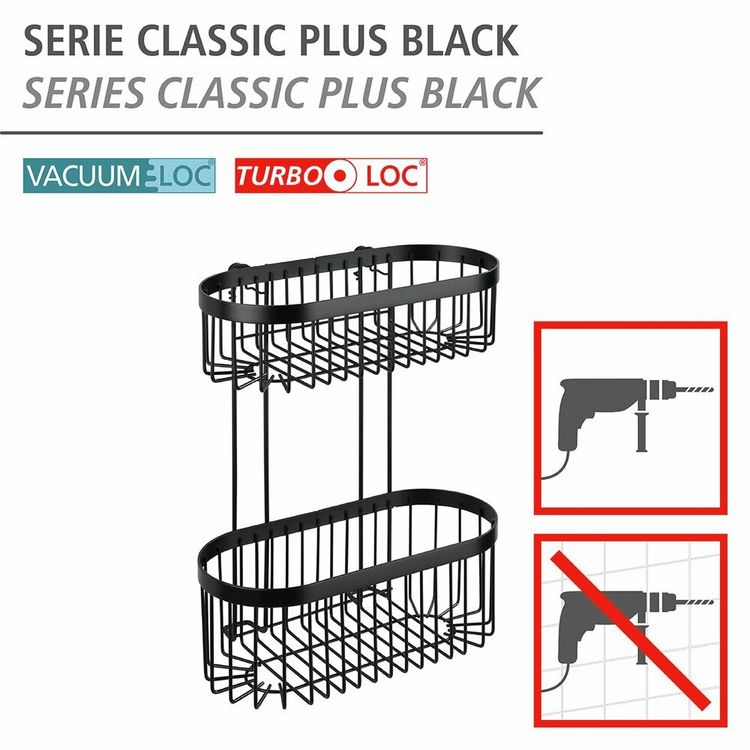 Produktbild: Wandregal 2 Etagen Classic Plus Black, mit hochwertigem Rostschutz