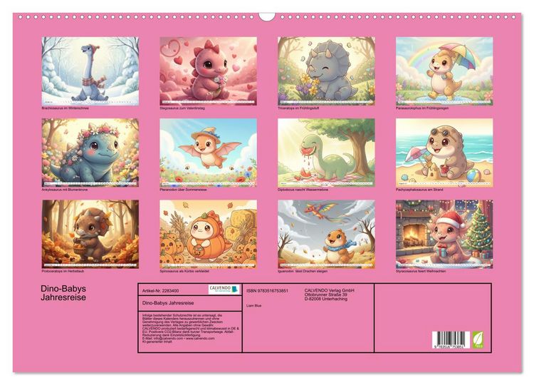 Produktbild: Dino-Babys Jahresreise (Wandkalender 2027 DIN A2 quer), CALVENDO Monatskalender