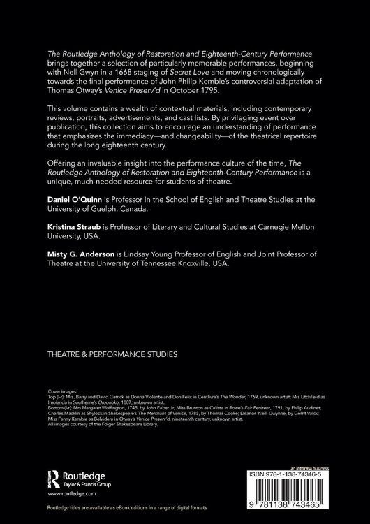 Produktbild: The Routledge Anthology of Restoration and Eighteenth-Century Performance