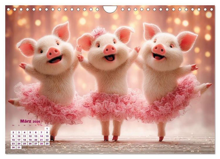 Produktbild: Vom Gl&uuml;ck, ein Schweinchen zu sein (Wandkalender 2026 DIN A4 quer), CALVENDO Monatskalender