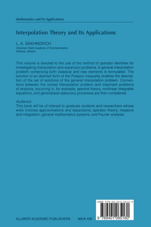 Produktbild: Interpolation Theory and Its Applications