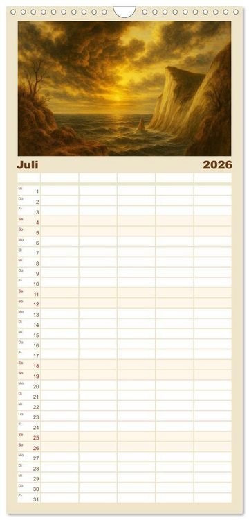 Produktbild: Familienplaner 2026 - Im Licht der Sehnsucht - Romantische Landschaften mit 5 Spalten (Wandkalender, 21 x 45 cm) CALVENDO
