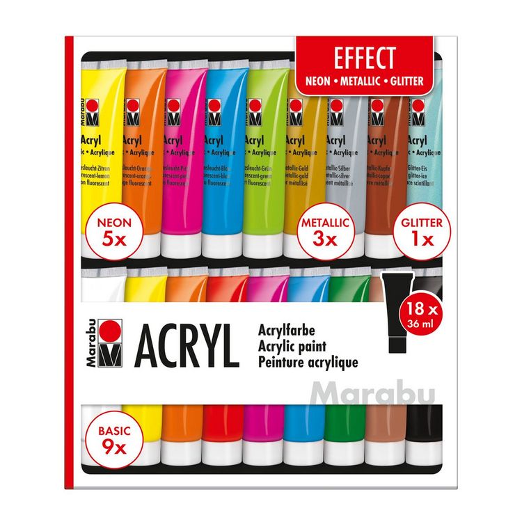 Produktbild: Marabu Acrylfarben Set Effect 18x36ml
