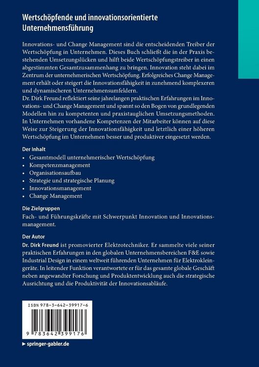 Produktbild: Wertsch&ouml;pfende und innovationsorientierte Unternehmensf&uuml;hrung