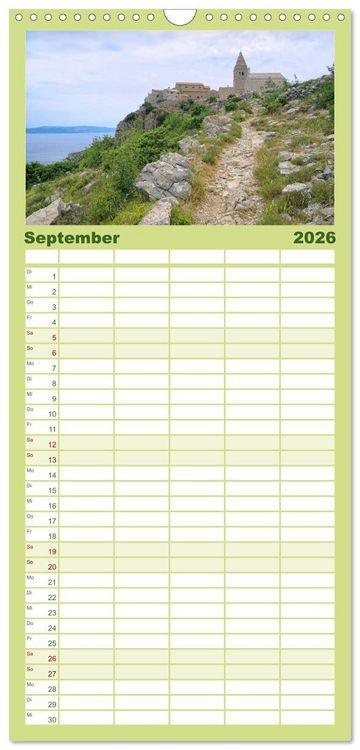 Produktbild: Familienplaner 2026 - Kvarner Golf - Kroatien mit 5 Spalten (Wandkalender, 21 x 45 cm) CALVENDO