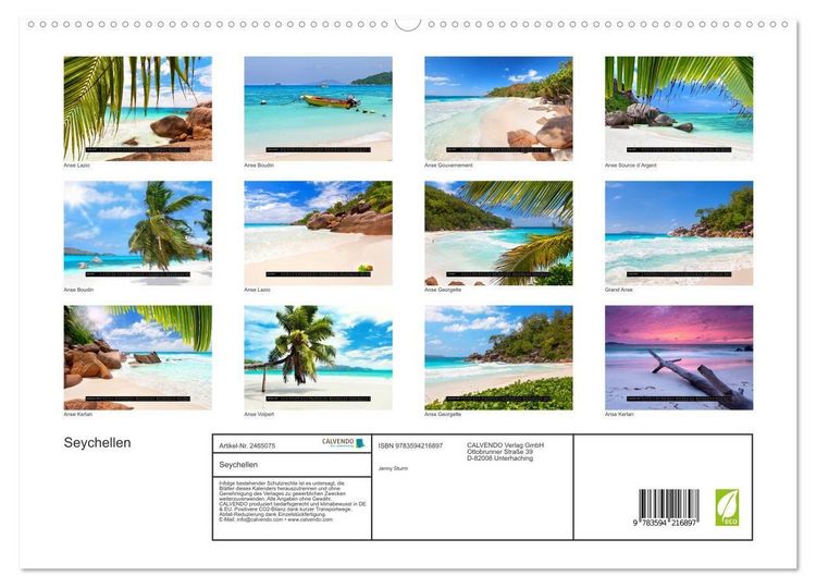 Produktbild: Seychellen (hochwertiger Premium Wandkalender 2027 DIN A2 quer), Kunstdruck in Hochglanz
