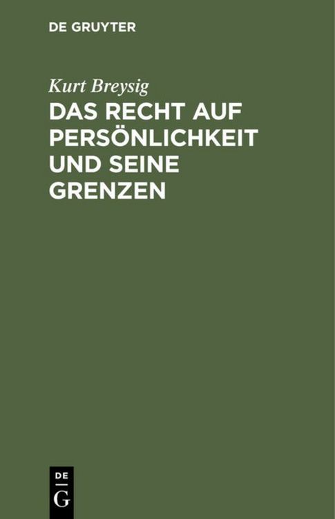 Produktbild: Das Recht auf Pers&ouml;nlichkeit und seine Grenzen