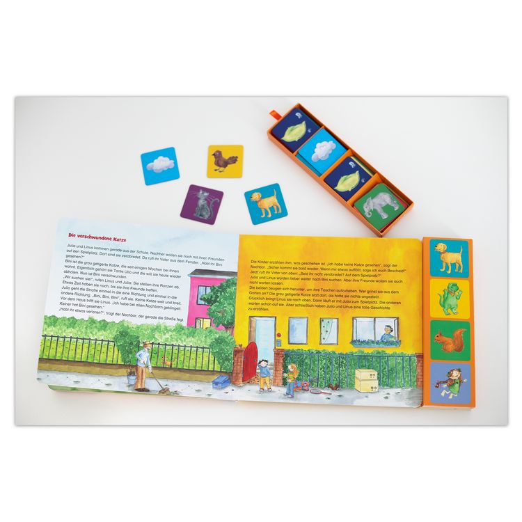 Produktbild: Scout: Mein erstes Memo Lernspiel mit Vorlesebuch - Kunterbunte Geschichten mit 40 Memokarten!