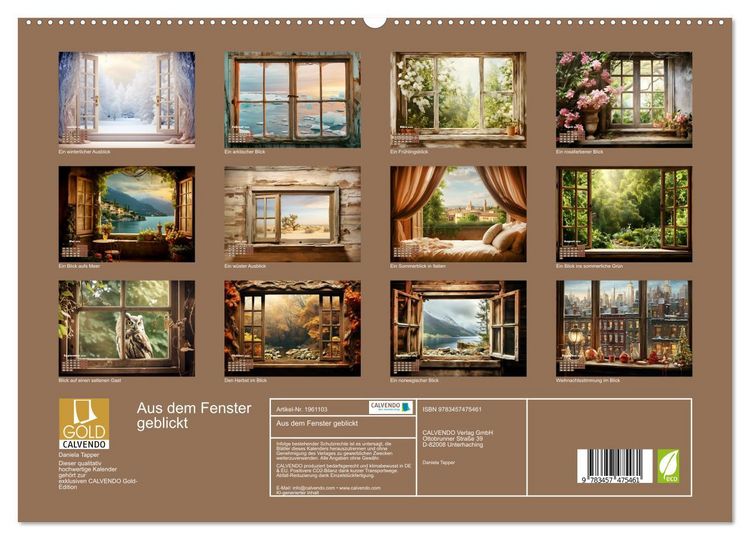 Produktbild: Aus dem Fenster geblickt (hochwertiger Premium Wandkalender 2026 DIN A2 quer), Kunstdruck in Hochglanz