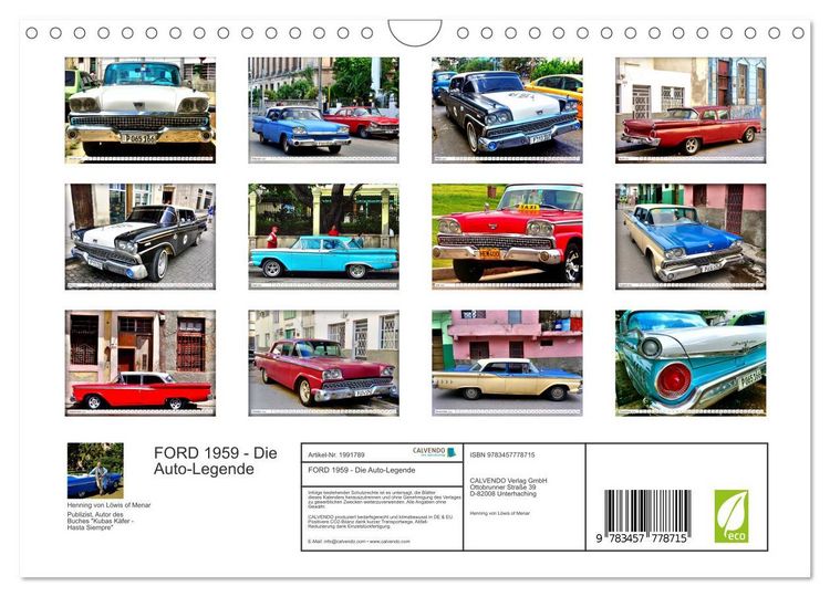 Produktbild: FORD 1959 - Die Auto-Legende (Wandkalender 2026 DIN A4 quer), CALVENDO Monatskalender