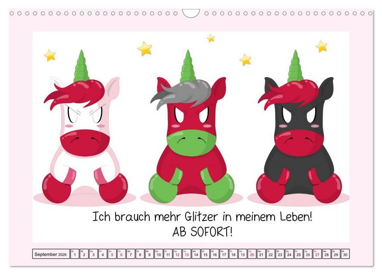 Produktbild: Unicorns. Einhorn-Spr&uuml;che und Weisheiten! (Wandkalender 2026 DIN A3 quer), CALVENDO Monatskalender