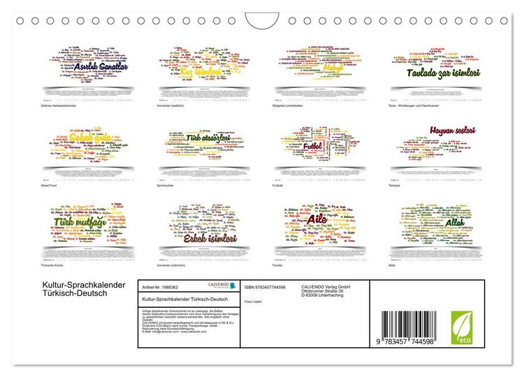 Produktbild: Kultur-Sprachkalender T&uuml;rkisch-Deutsch (Wandkalender 2026 DIN A4 quer), CALVENDO Monatskalender