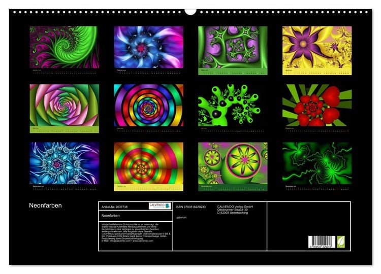 Produktbild: Neonfarben (Wandkalender 2026 DIN A2 quer), CALVENDO Monatskalender
