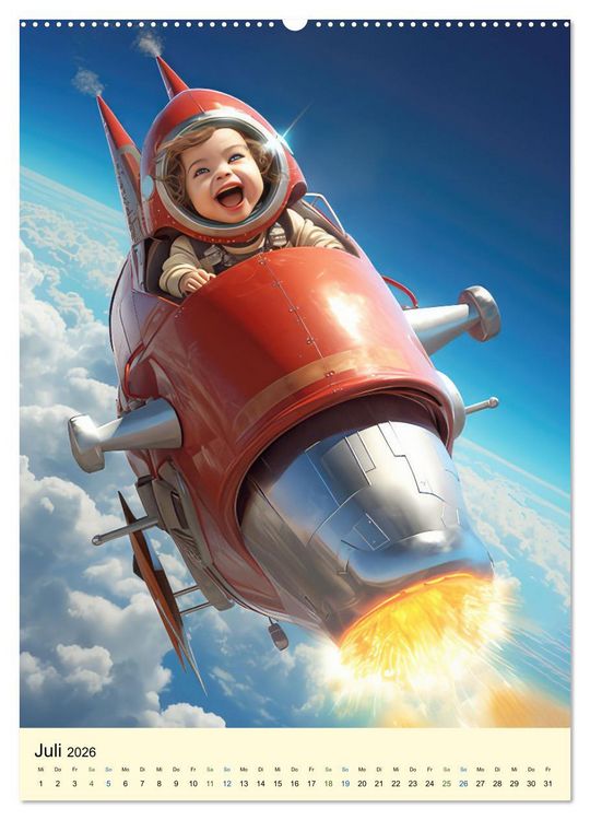 Produktbild: Raketenbabies - Humoristische KI-Bilder (hochwertiger Premium Wandkalender 2026 DIN A2 hoch), Kunstdruck in Hochglanz