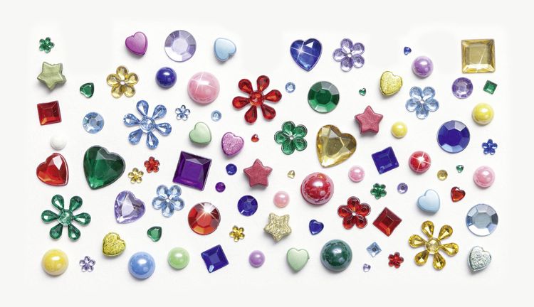 Produktbild: Folia Schmuckstein Mix RAINBOW &uuml;ber 800 Teile, Formen, Gr&ouml;&szlig;en & Farben sortiert