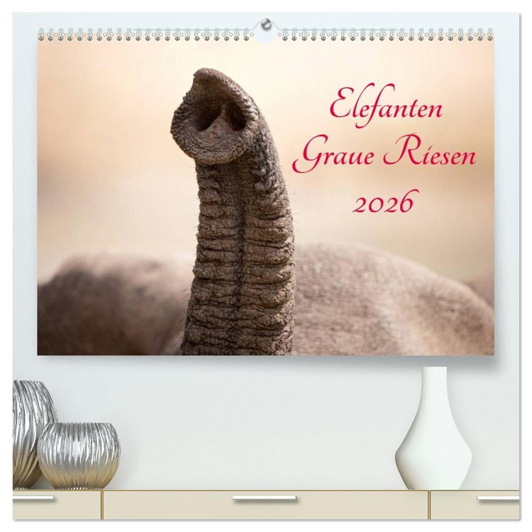 Produktbild: Elefanten - Graue Riesen (hochwertiger Premium Wandkalender 2026 DIN A2 quer), Kunstdruck in Hochglanz