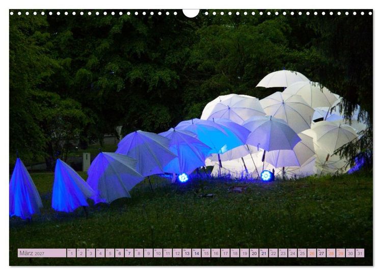 Produktbild: Schirme. Lichtinstallation Idee und Ausf&uuml;hrung des K&uuml;nstler Thomas Mogendorf (Wandkalender 2027 DIN A3 quer), CALVENDO Monatskalender