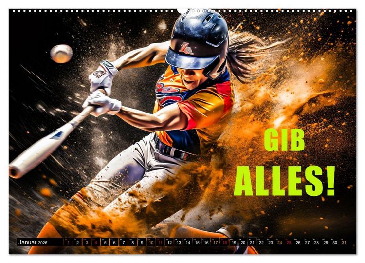 Produktbild: Baseball und Motivation (Wandkalender 2026 DIN A2 quer), CALVENDO Monatskalender
