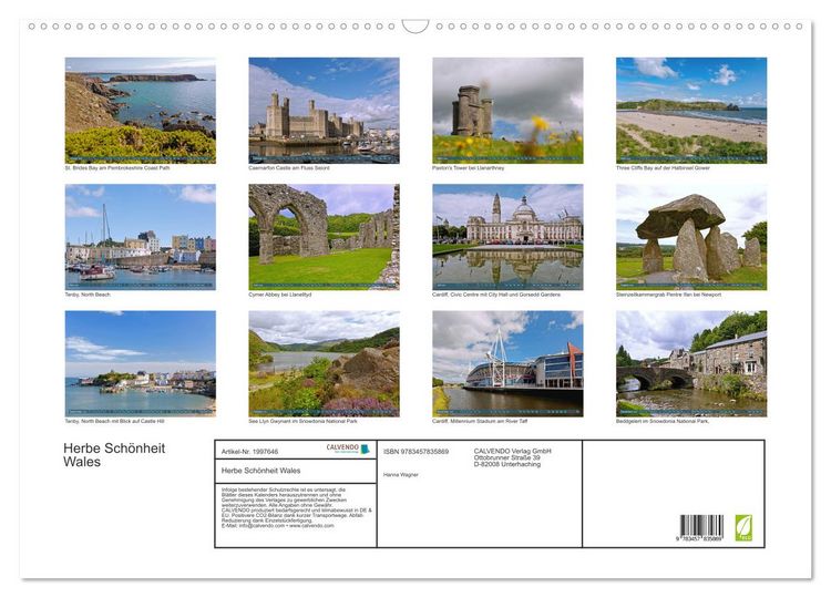 Produktbild: Herbe Sch&ouml;nheit Wales (Wandkalender 2026 DIN A2 quer), CALVENDO Monatskalender