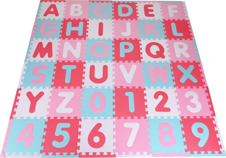 Produktbild: Knorrtoys 21020 - Puzzlematte Alphabet + Zahlen pink-rosa, Gesamtgr&ouml;&szlig;e: 180x180cm, Schaumstoff