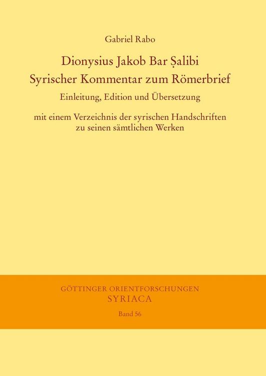 Produktbild: Dionysius Jakob Bar Salibi. Syrischer Kommentar zum R&ouml;merbrief