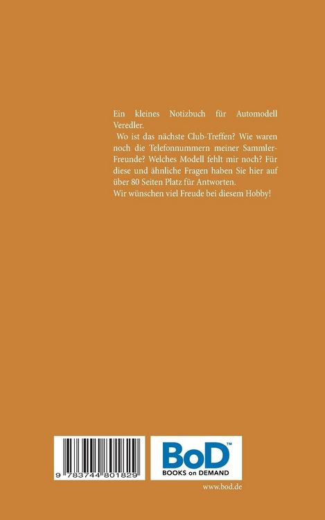 Produktbild: Notizbuch f&uuml;r Automodell-Veredler