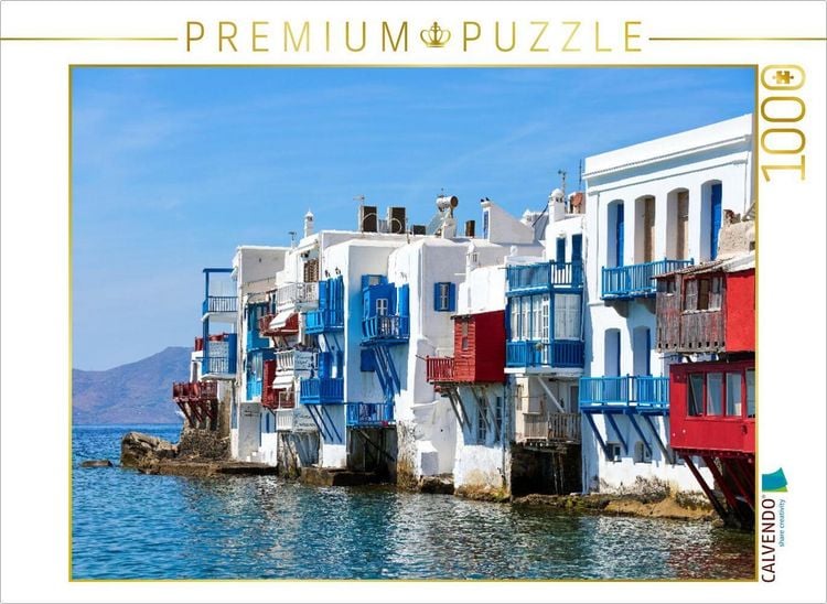 Produktbild: CALVENDO Puzzle Little Venice auf Mykonos - Farbenfrohe Balkone am Meer | 1000 Teile Lege-Gr&ouml;&szlig;e 64x48cm Foto-Puzzle f&uuml;r gl&uuml;ckliche Stunden