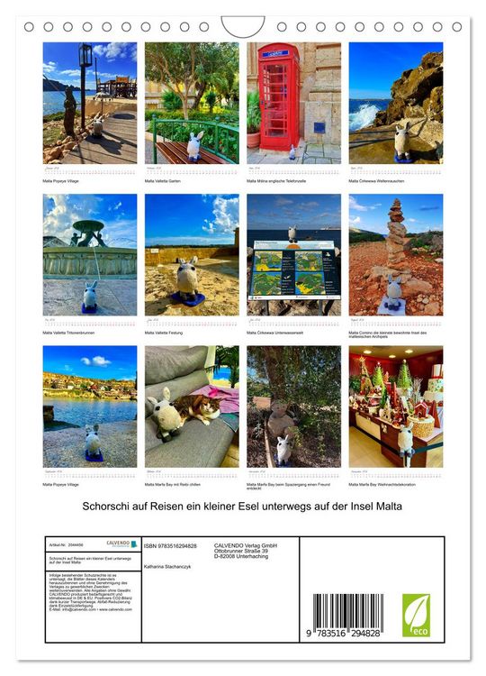 Produktbild: Schorschi auf Reisen ein kleiner Esel unterwegs auf der Insel Malta (Wandkalender 2026 DIN A4 hoch), CALVENDO Monatskalender