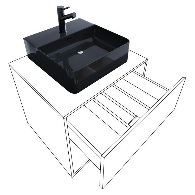 Produktbild: 5-tlg Waschtisch Badm&ouml;bel 60cm Lendas XL Schublade