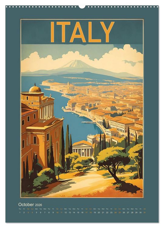 Produktbild: World Travel Posters - Nostalgic Trip Around the Globe (Wall Calendar 2026 DIN A2 portrait), CALVENDO 12 Month Wall Calendar