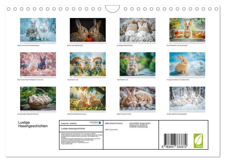 Produktbild: Lustige Hasengeschichten (Wandkalender 2026 DIN A4 quer), CALVENDO Monatskalender