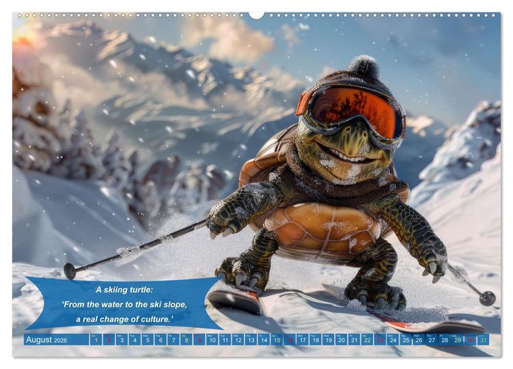Produktbild: Funny charming animals as skiers (High Quality Premium Wall Calendar 2026 DIN A2 landscape),CALVENDO 12 Month Wall Calendar