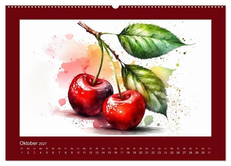 Produktbild: Fr&uuml;chte in Wasserfarben - Fruchtige KI-Kunst f&uuml;r das ganze Jahr (hochwertiger Premium Wandkalender 2027 DIN A2 quer), Kunstdruck in Hochglanz