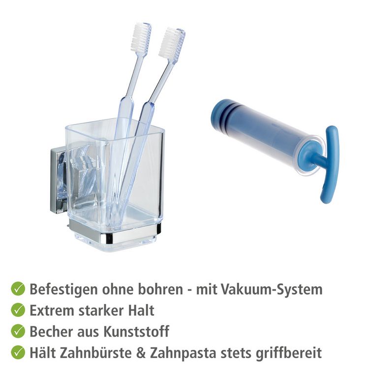 Produktbild: Vacuum-Loc&reg; Zahnputzbecher Mod. Quadro Edelstahl, Befestigen ohne bohren